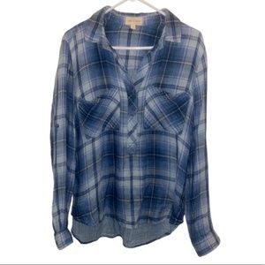 Cloth & Stone by Anthropology Blue Plaid Cute!